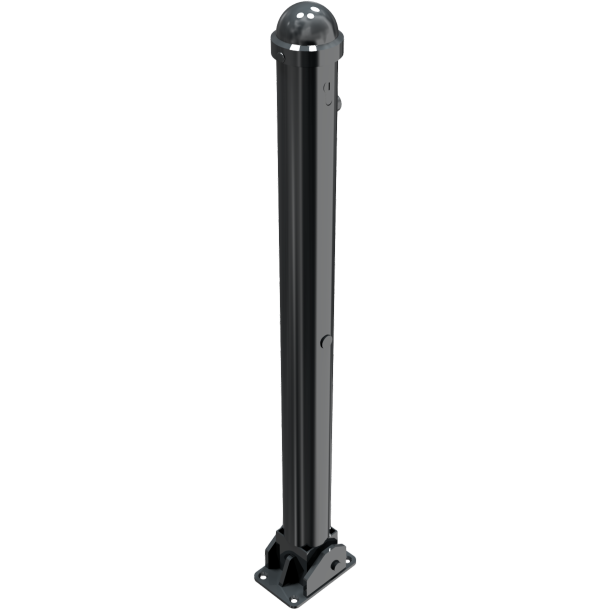 Ornamental bollard | Series 477B | � 76 mm | foldable, self-engaging lockto be fixed by plugs, with base plate 100 x 150 mm | with Euro profile cylinder lock and three keys | without eyelet